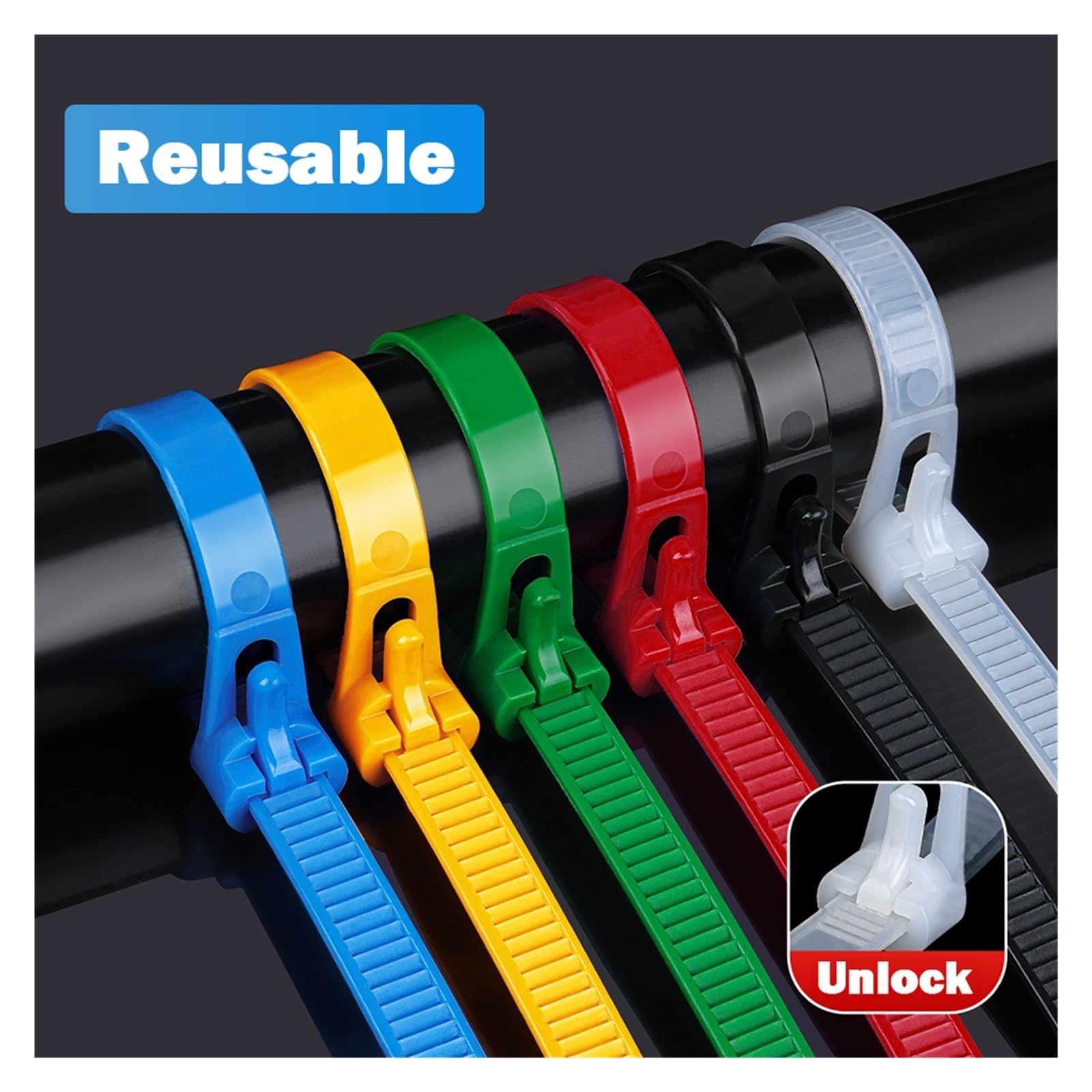 50 Pièces Clips de Câbles Réglables, Attaches de Câble en Nylon Auto