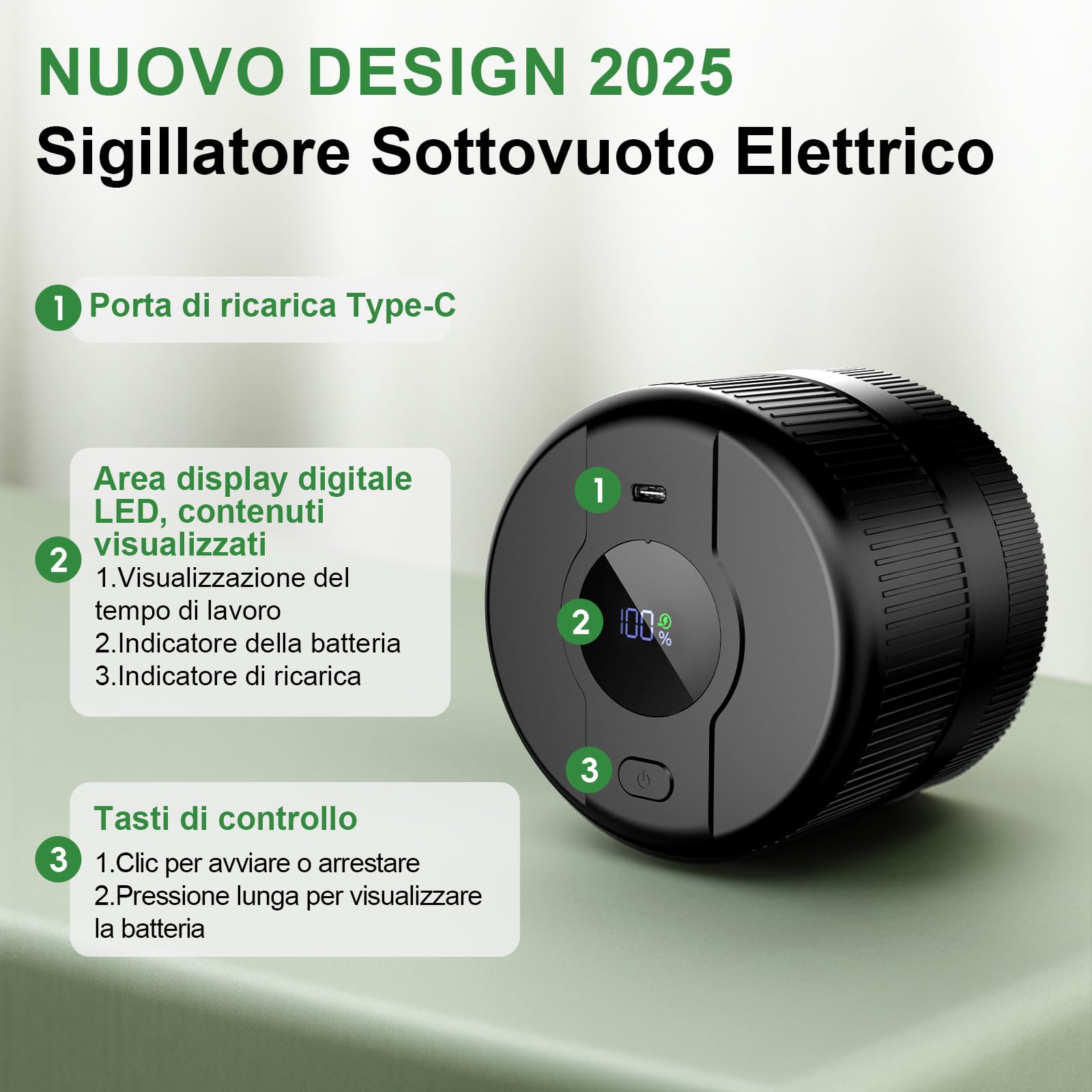 Elctrtici Mason Jar Vacuum Sealer, Macchina Sottovuoto per Barattoli Vetro, Kit Sigillatore Sottovuoto Elettrico per Barattoli da Muratore, Conservazione Alimenti, Nero (Versione Aggiornata)