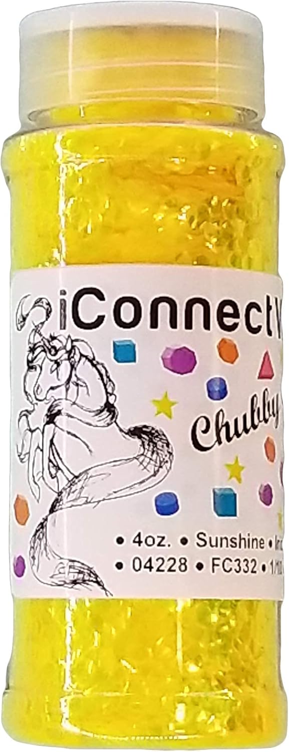 iConnectWith Glitter – Sunshine Yellow, Chubby Iridescent Glitter; Multi-use for Crafts, Decorations, Nail Art, Makeup, Tumblers, Resin Art, and DIY Projects