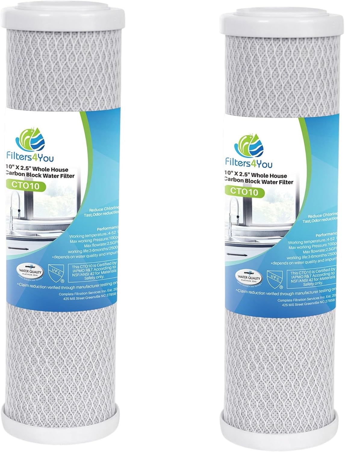 CFS – 2 Pack Activated Carbon Block Water Filter Cartridges Compatible with Ecosoft Countertop Filter Models – Removes Bad Taste and Odor – Whole House Replacement Water Filter Cartridge