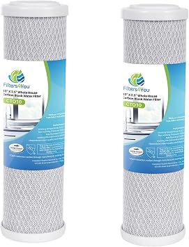 CFS Carbon Block Filters Compatible with Flow-Pur 8, WCBCS-975-RV, 2 Pack | Also fits WFPFC8002, WFPFC9001, FXWTC, WHKF-WHWC; 10 x 2.5 in, 5 micron; reduces chlorine, taste & odor; 2 pack