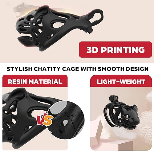 Miniatura 4 de Jaula de castidad, dispositivo de castidad masculina invisible ligero con 3 anillos activos, jaula grande para pene impresa en 3D, juguetes sexuales