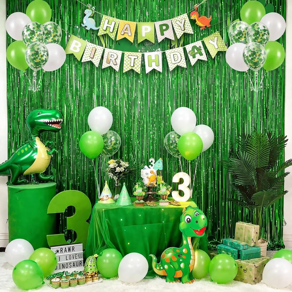 OHOME Cortina de oropel verde para fiesta, telón de fondo metálico con flecos para fiesta, día de San Patricio, cumpleaños, discoteca, despedida de soltera, boda, graduación, decoración de fiesta,