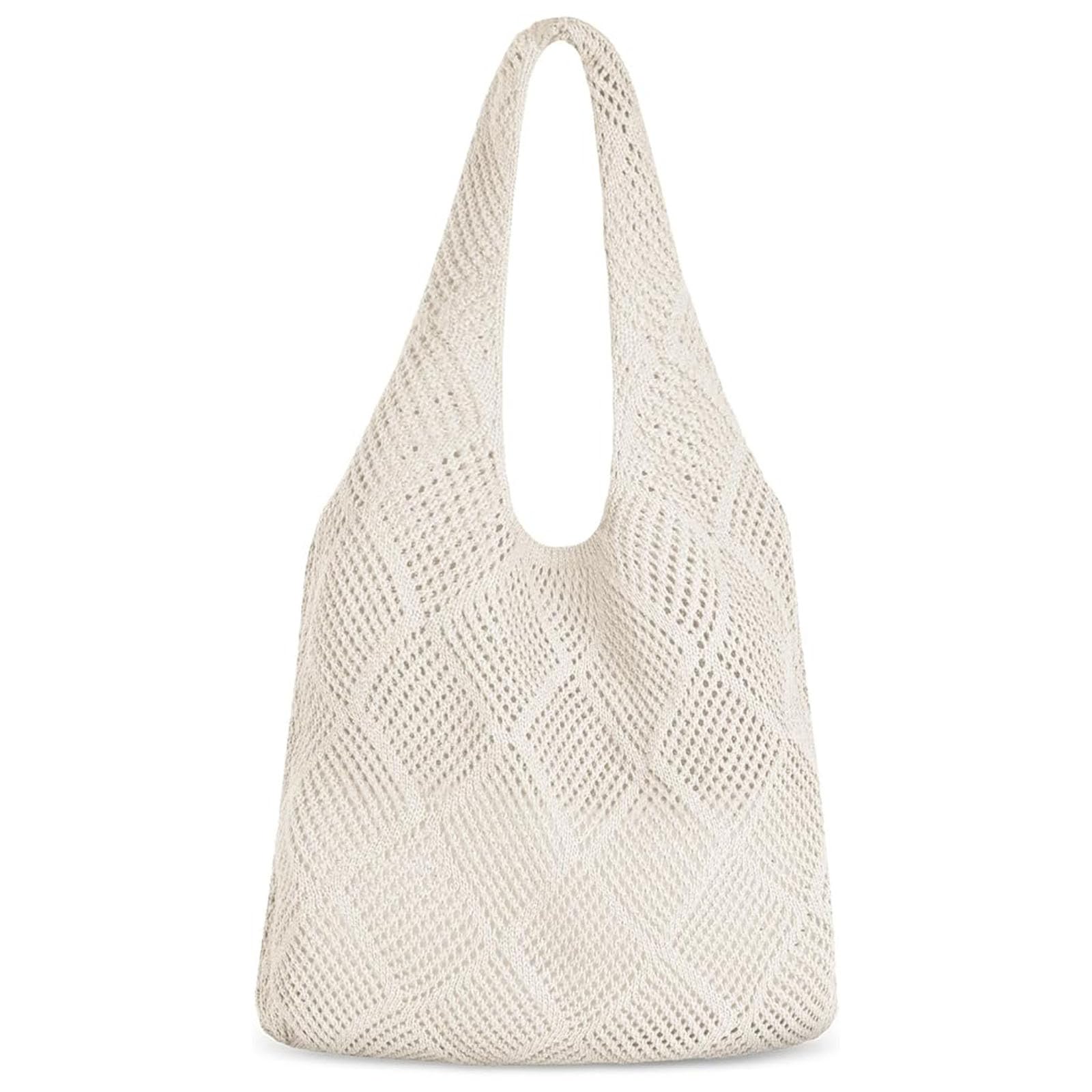 ksaibinid Beach Bag for Women Stylish Crochet Bags, Large Tote Bags for Women Foldable Travel Bag, Boho Bags for Womens Jute Bags for Womens, Beige-picture-17