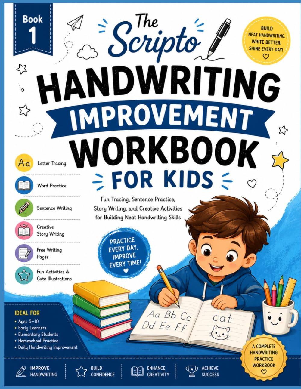 Scripto Handwriting Improvement Workbook for Kids: Fun Tracing, Sentence Practice, Story Writing, and Creative Activities for Building Neat ... (The Scripto Handwriting Improvement Series)