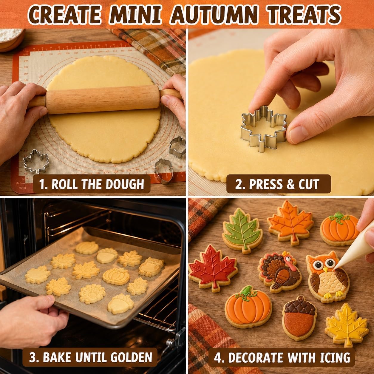 Fall Thanksgiving Cookie Cutter Set,14PCS Mini Fall Cookie Cutters