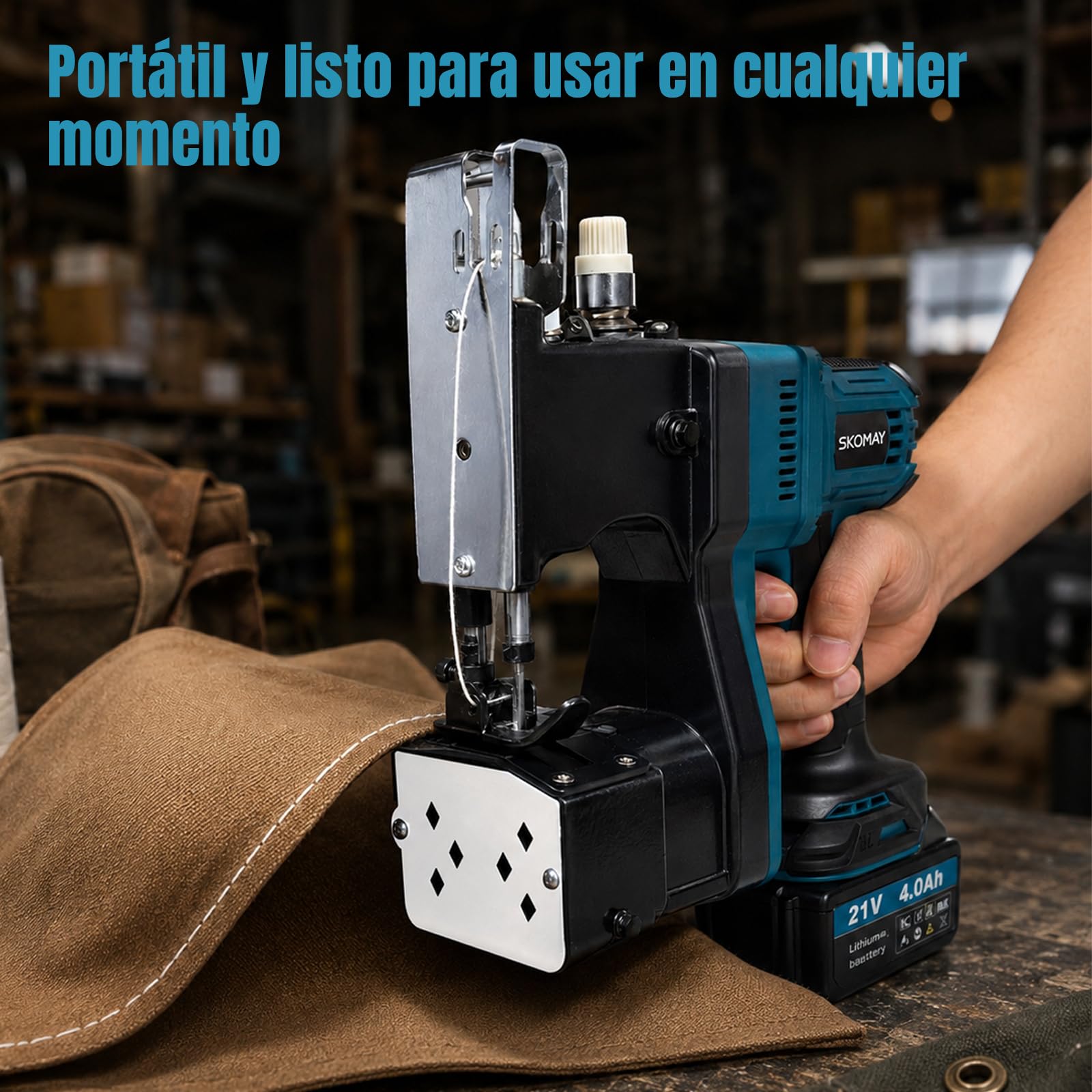 Cosedora de Sacos a Batería Brushless, Máquina de Coser Sacos Portátil 18V Compatible con Batería Makita 18V, Selladora Eléctrica para Sacos Tejidos Sacos de Arena, Incluye 2x4.0Ah Baterías