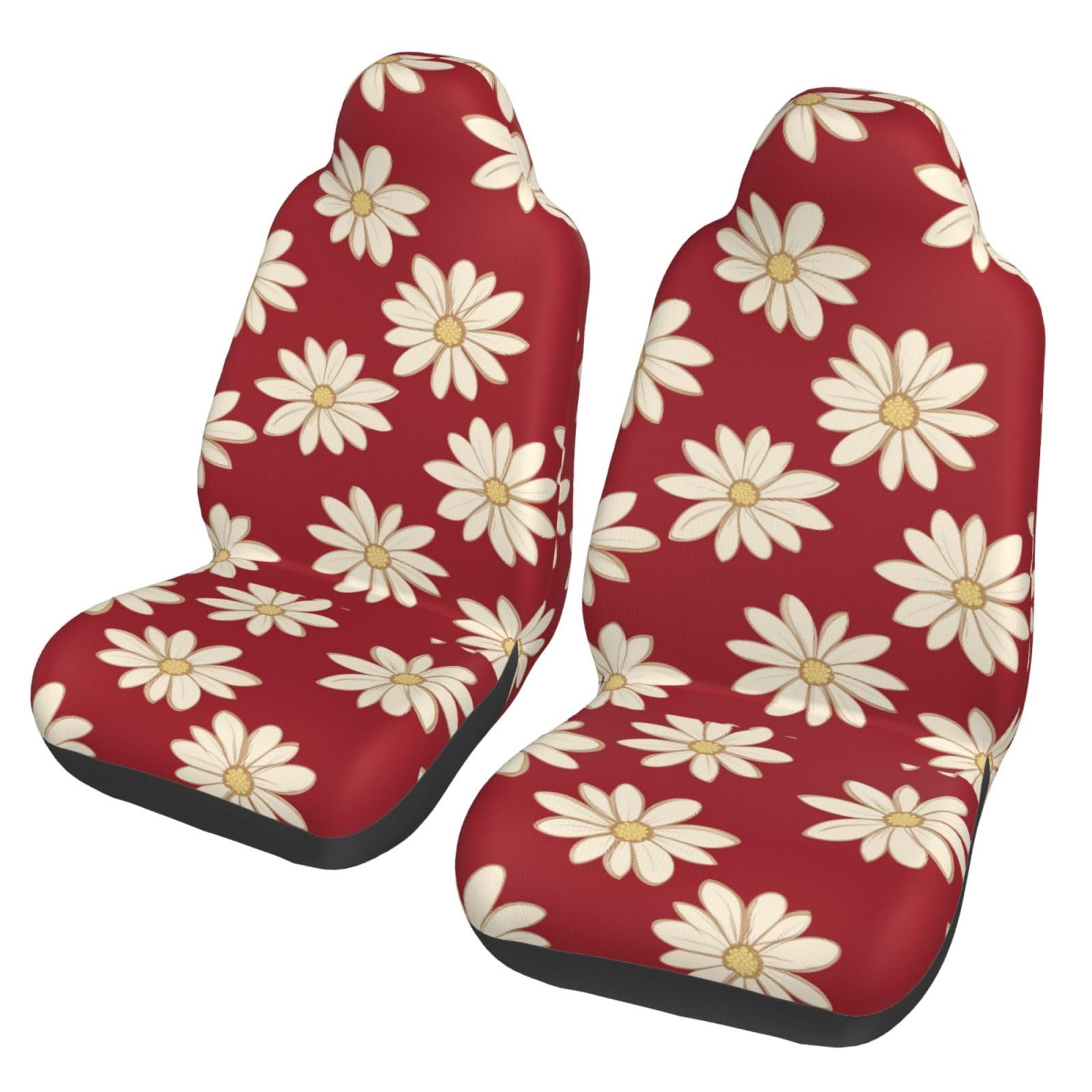 Mexpekil 2 coprisedili per auto, motivo margherita, colore beige, protezione completa per sedili auto, accessori per interni auto, per uomini e donne