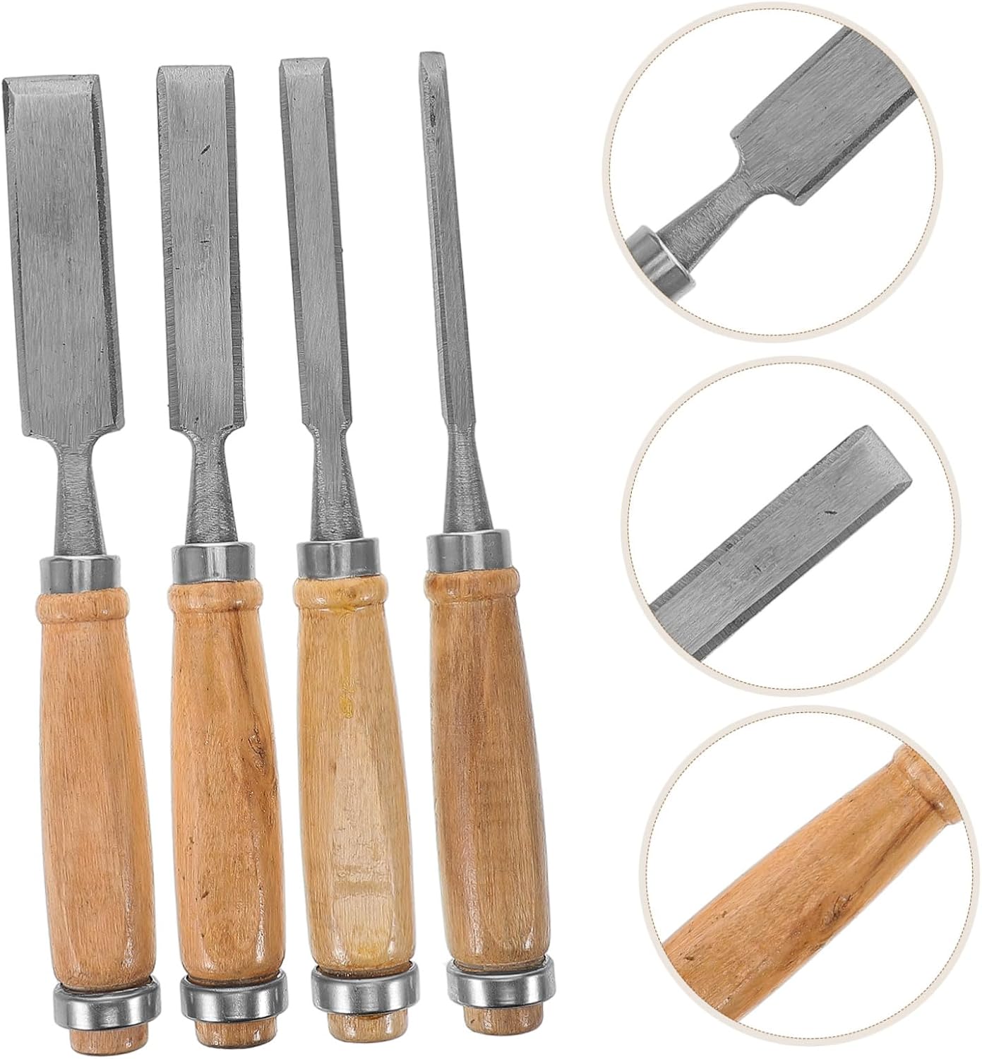 LIFKOME 4pcs Woodworking Chisels Flat Chisel Wood Carving Tools Cast Iron Storage Pouch for Woodworking Engraving Diy Projects