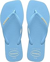 Havaianas Women's Slim Square Logo Flip Flops - Sparkly Metallic Thong Sandals with Cushioned Comfort