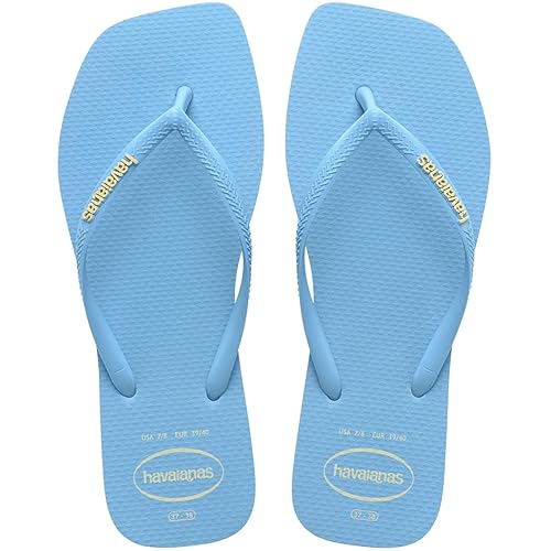 Havaianas Women's Slim Square Logo Pop Up Flip Flops - 7-8 - Lavender Blue