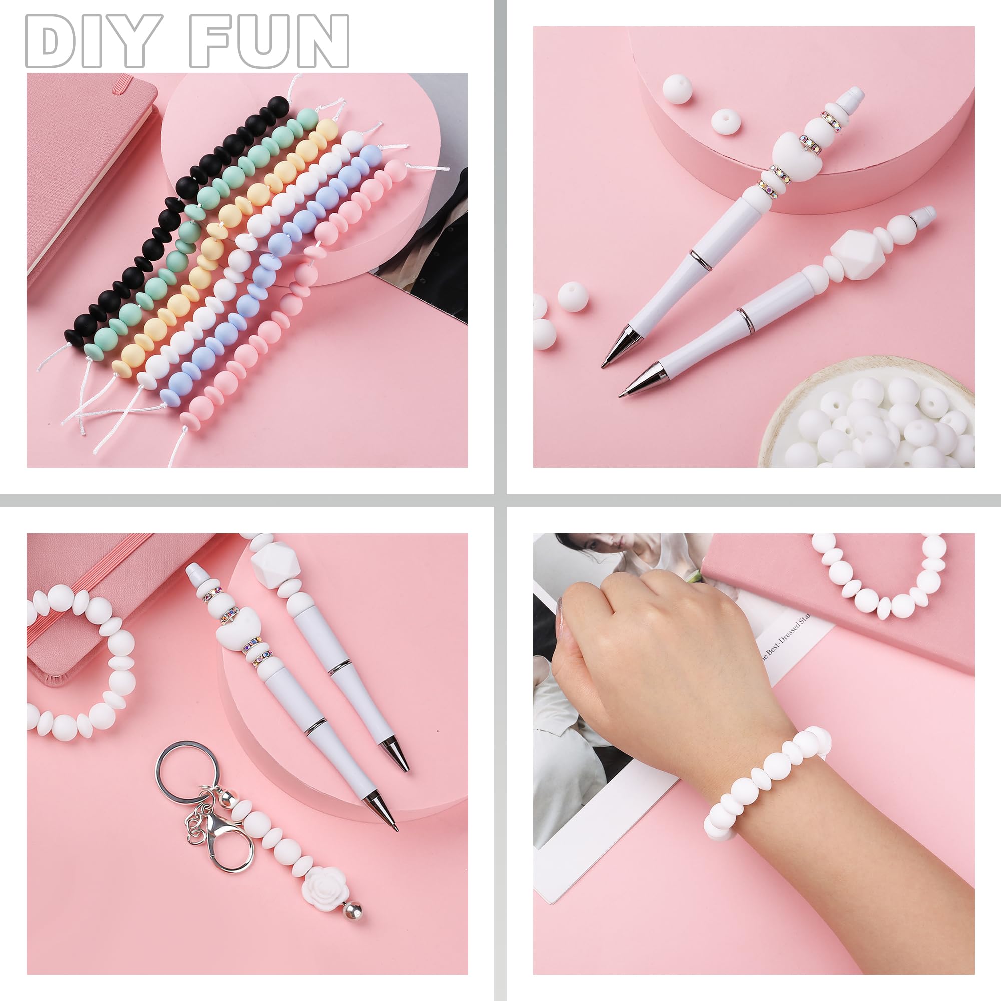 Lot De 9 Perles Focales Plates En Silicone Pour La Fabrication De Porte-clés, Bracelets, Cordons