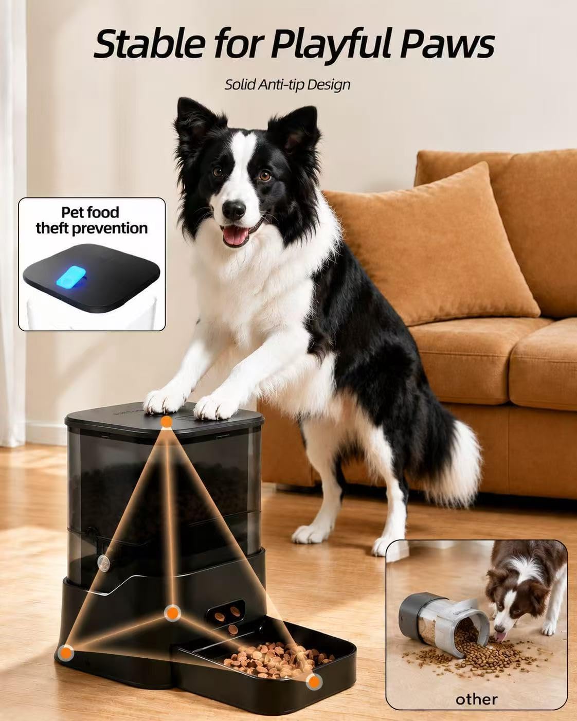 Dogness Comedero automático de 11 litros, para perros grandes, con temporizador de hasta 6 comidas al día, dispensador de comida para perros con temporizador, batería de 5000 mAh