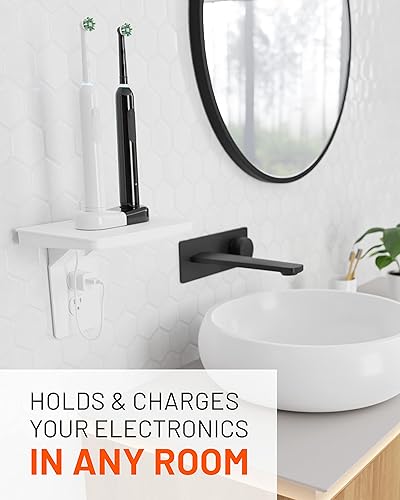 Miniatura 3 de ECHOGEAR Estante de toma de corriente ancho - Diseño de última generación con almacenamiento de cables incorporado y espacio para enchufes