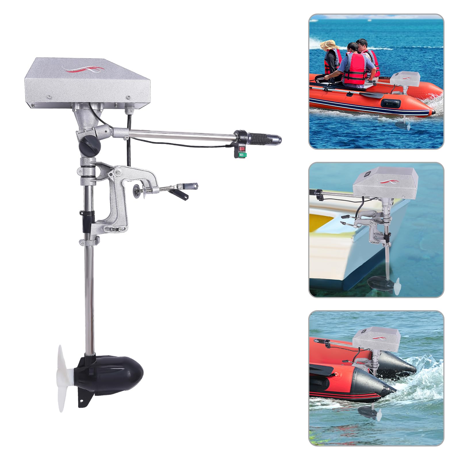 Motor fueraborda eléctrico, motor fueraborda subacuático, motor de trolling, 12-24 V, 800-1500 W, 2100-4200rmp, para todos los barcos con una longitud de 6,6-14,8 pies