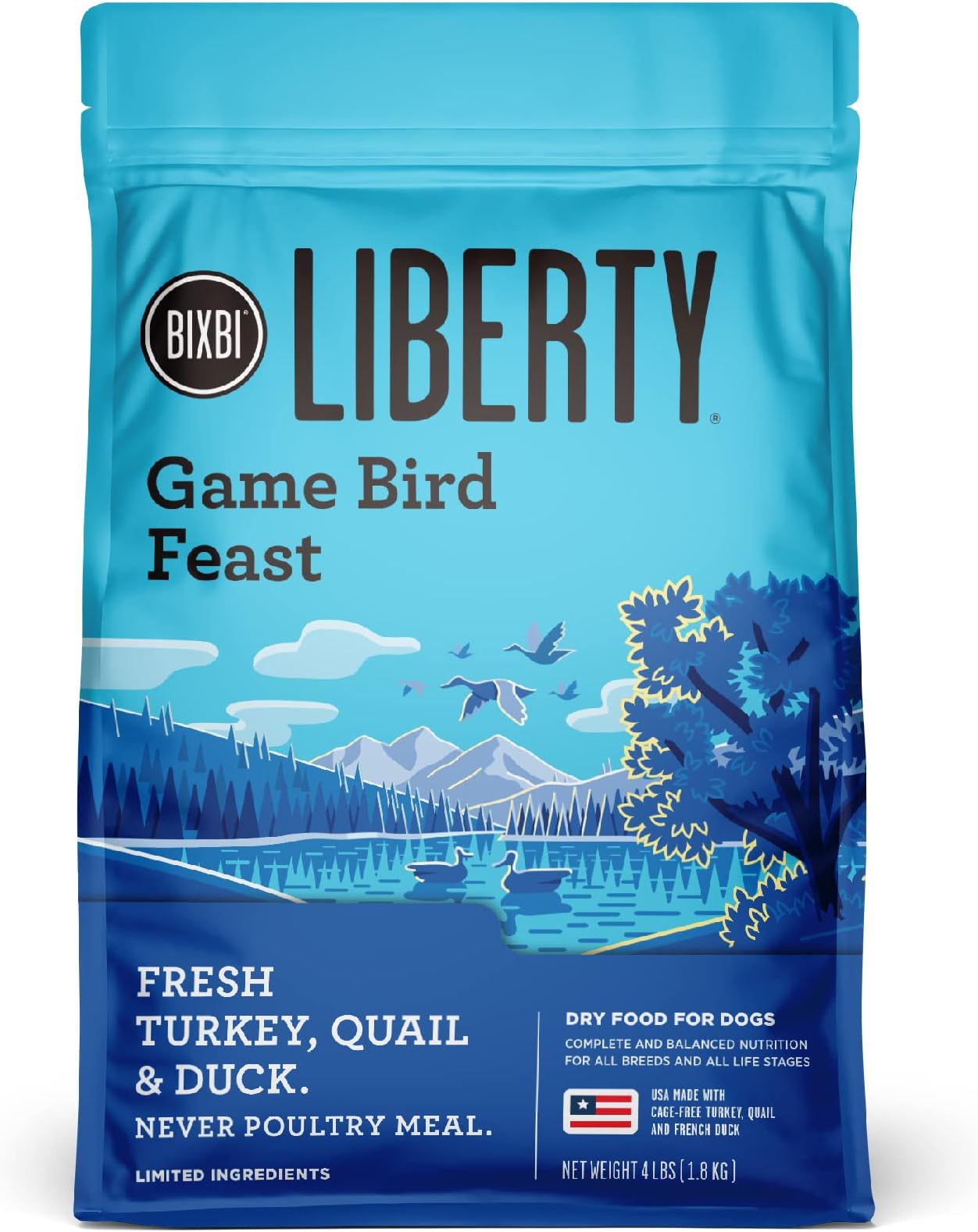 Liberty Ancient Grains Dry Dog Food, Game Bird Feast Recipe – Fresh Meat, High Protein, Wholesome Grains – USA Made, 4 lbs