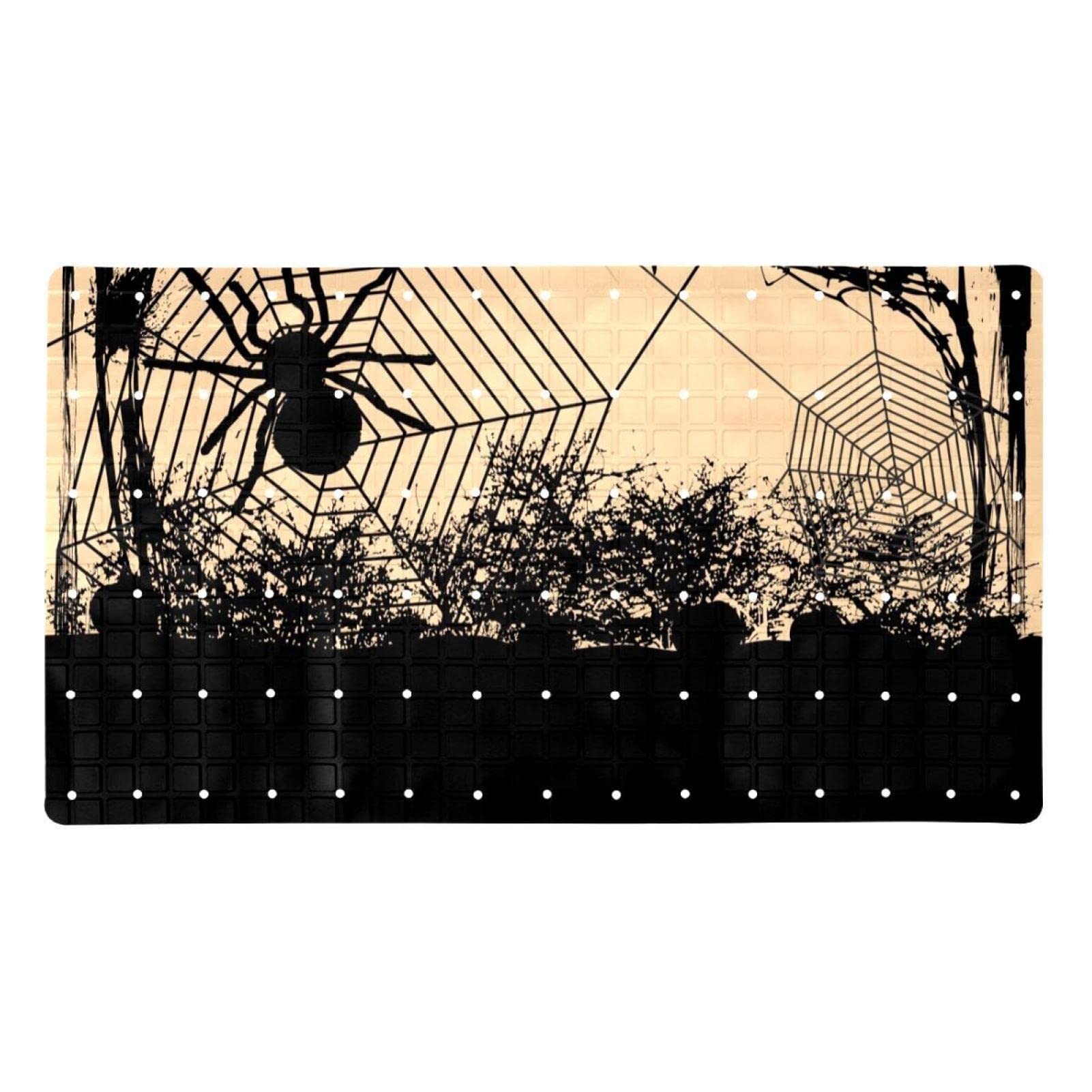 Tapis de douche antidérapant à ventouses format 40x71 cm motif Halloween confortable