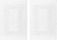 Cotton Craft 2-Piece Reversible White Bath Rug Set 17x24 - 100% Pure Cotton, Super Soft Plush Absorbent, Hand Tufted 2300 GSM
