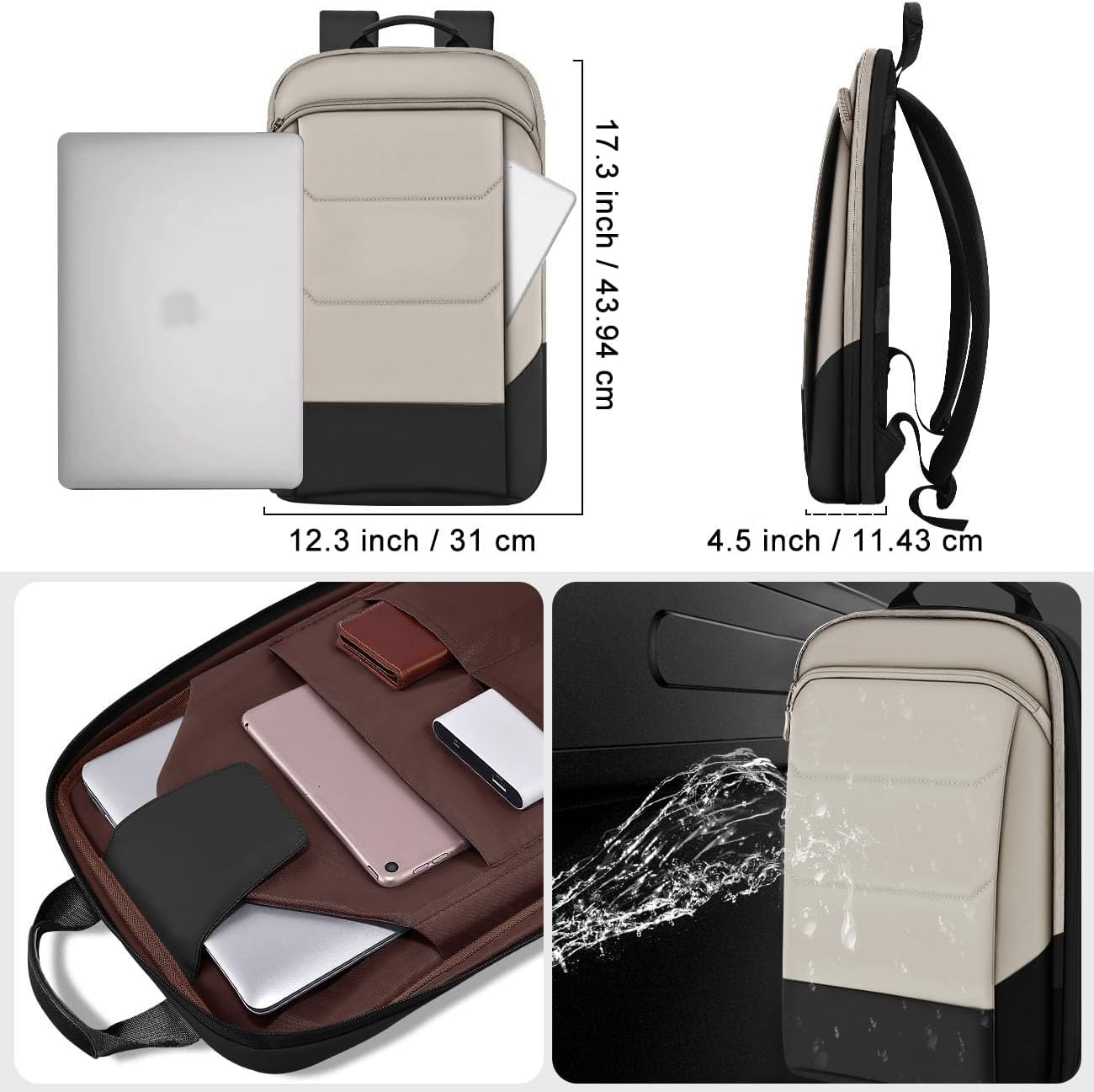 ZINZ Slim Laptop Backpack 17.3 Inch with Variable Capacity and USB Port, Anti Theft Business Backpack Water Resistant Travel Backpack for Men Women -Maroon - Image 2