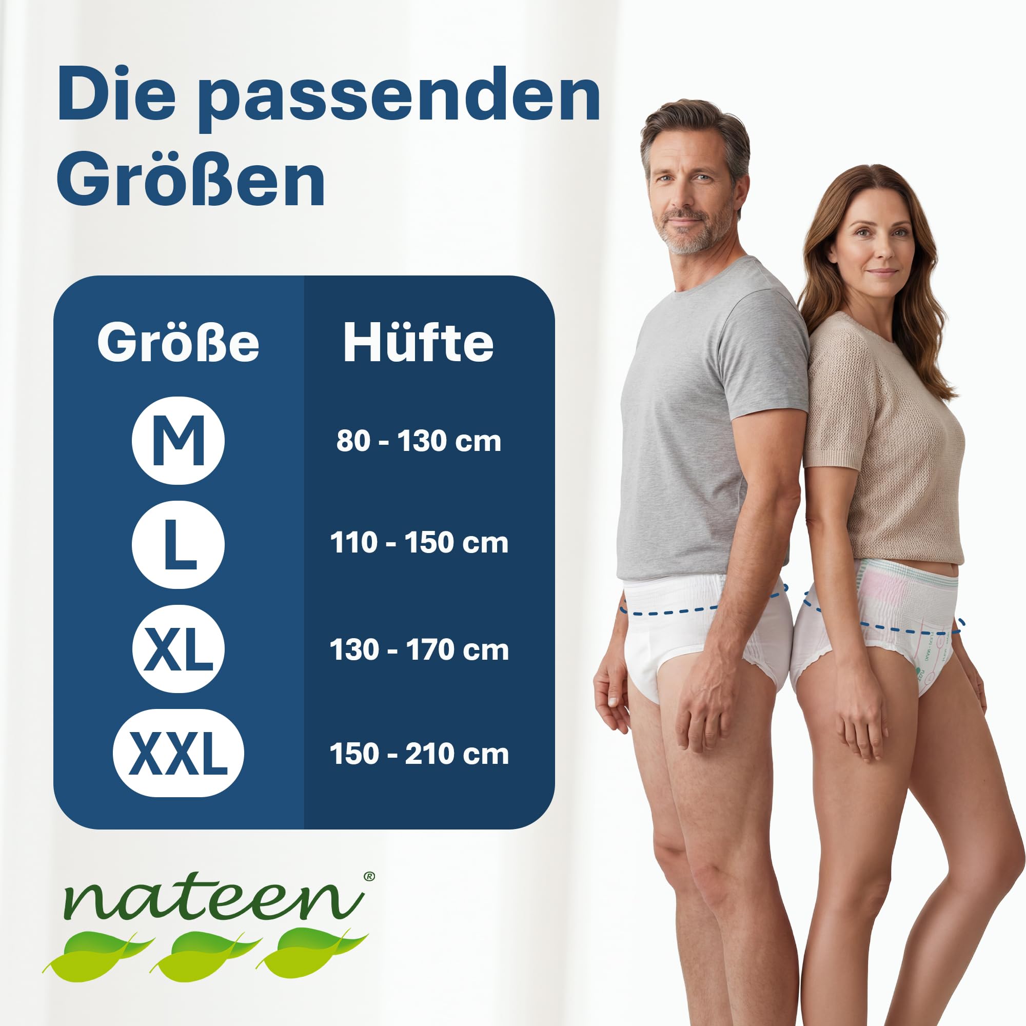 Nateen Flexi Maxi Windelhosen für Frauen und Männer – saugstarke Windeln für Erwachsene mit sicherem Auslaufschutz und atmungsaktivem Komfort, Inkontinenz Pants Tag & Nacht, XXL, 80 Stück