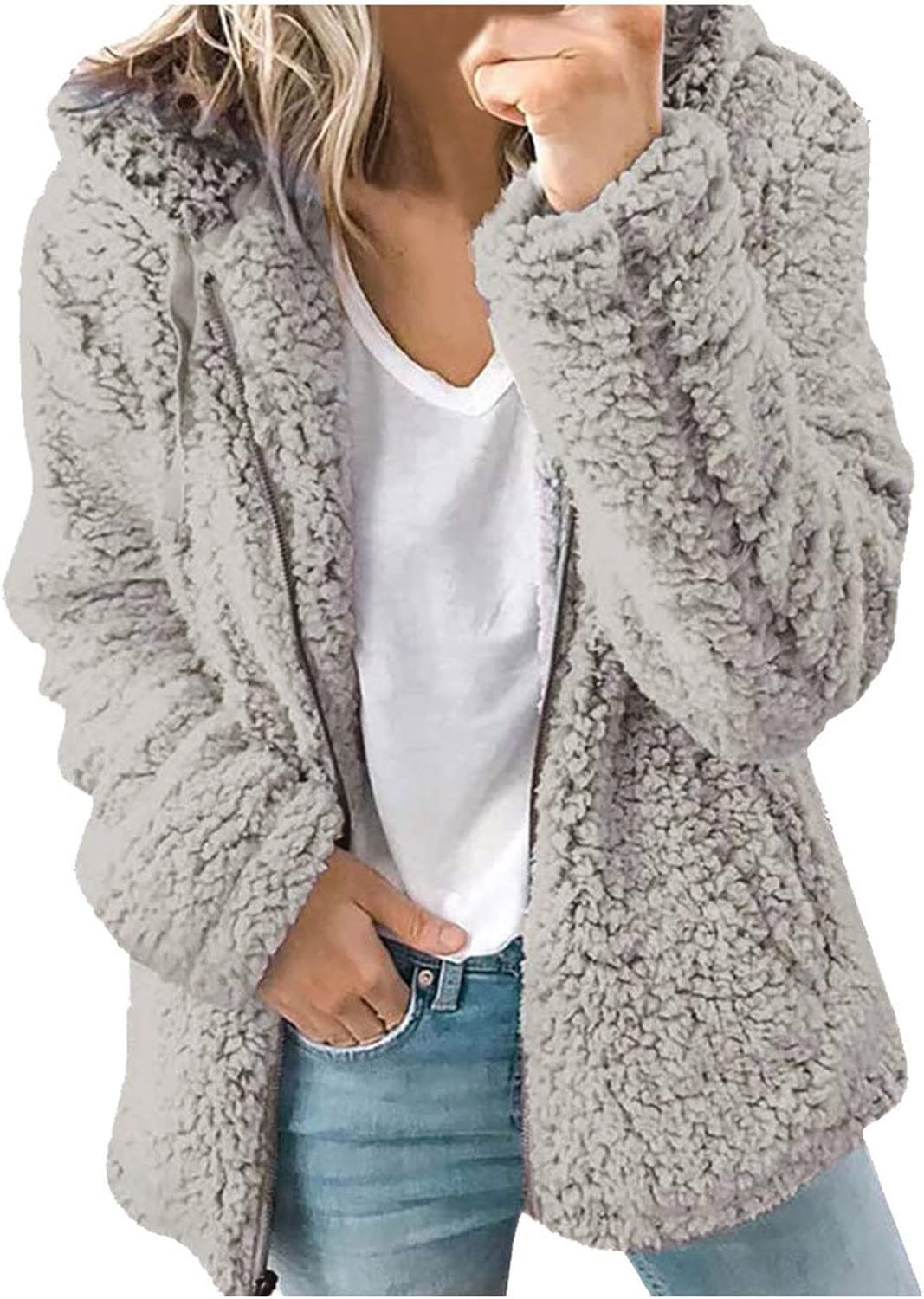 Vêtement Femme Pas Cher A La Mode Sweat A Capuche Femme Zippu00e9 Oversize Grande Taille Couleur Veste Femme Mi Saison