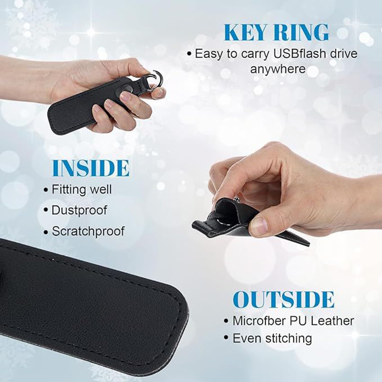 Custodia per trasmissione flash: borsa portaoggetti USB in pelle artificiale con cerniera, organizer compatto per chiavette di memoria e elettronici, supporto da viaggio portatile per zaino