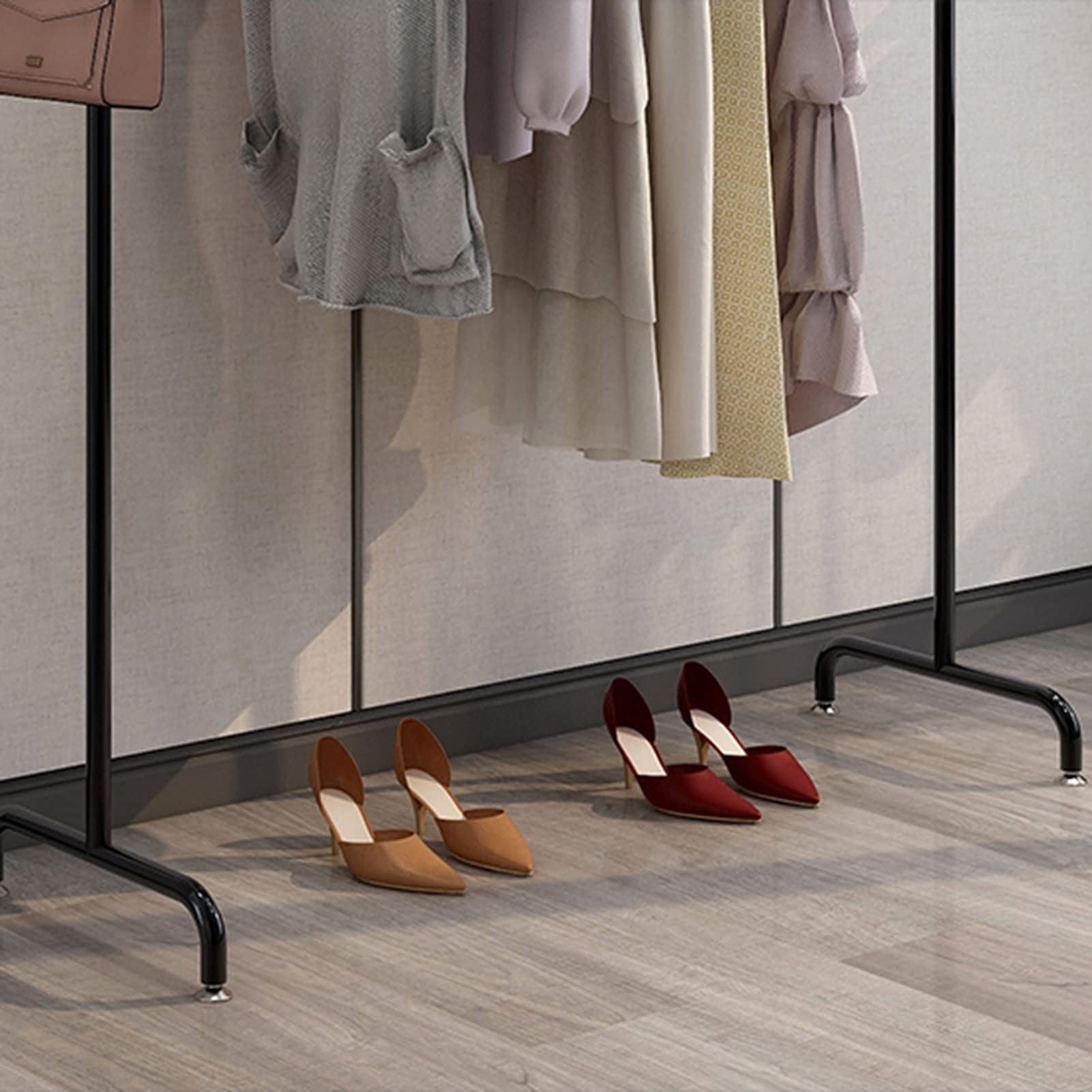 Kleiderständer aus Metall, robust, Kleiderstange, freistehend, mit Einer Stange, für Schlafzimmer, Wohnzimmer, großräumiger Kleiderständer für den Einzelhandel (Größe: 120 x 40 x 150 cm, Farbe: Gold