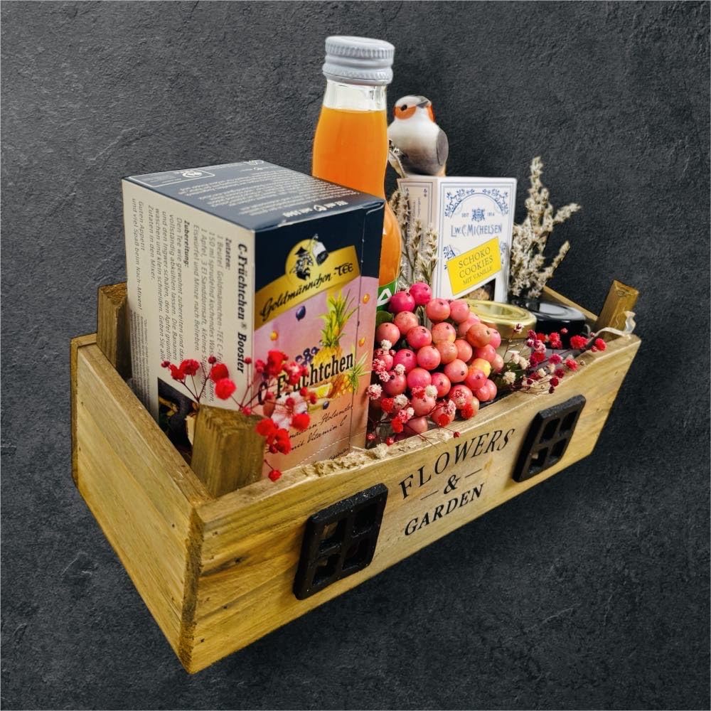 Flowers und Garden - klein | Hochwertige Präsentbox für Gartenliebhaber | Bunte Auswahl an Produkten | Fertig zum Verschenken