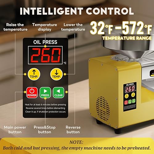 Miniatura 3 de CGOLDENWALL Máquina de prensa de aceite, fabricación automática de aceite, extractor de aceite eléctrico para prensado en frío y caliente,