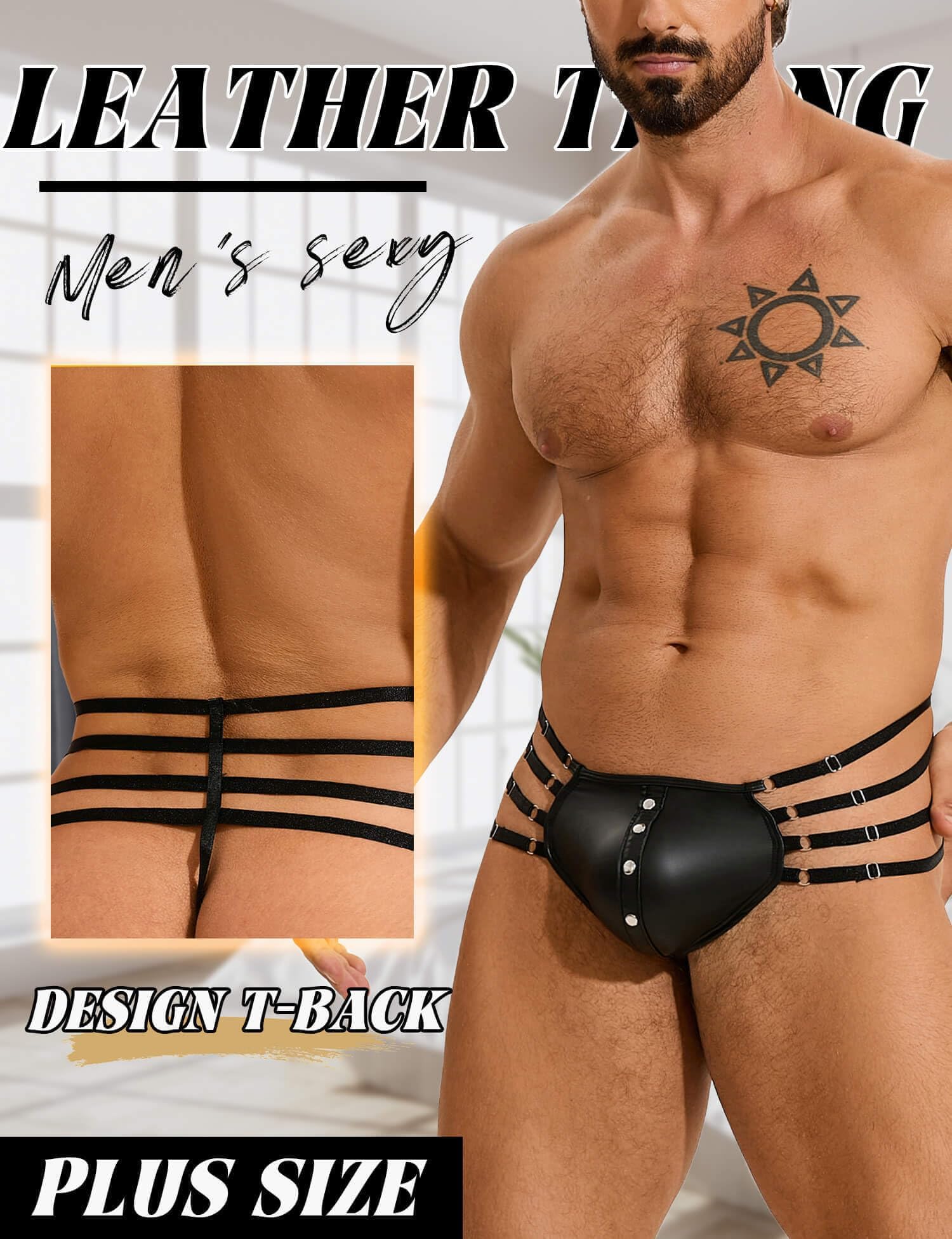 ohyeahlady Tanga För Män Hot I Plusstorlek Syntetiskt Läder String Manliga Stringtrosor Sexig g Sträng Jockstrap Sexy Men Herrkalsonger Underkläder Herrtrosor Briefs Herr Underbyxor
