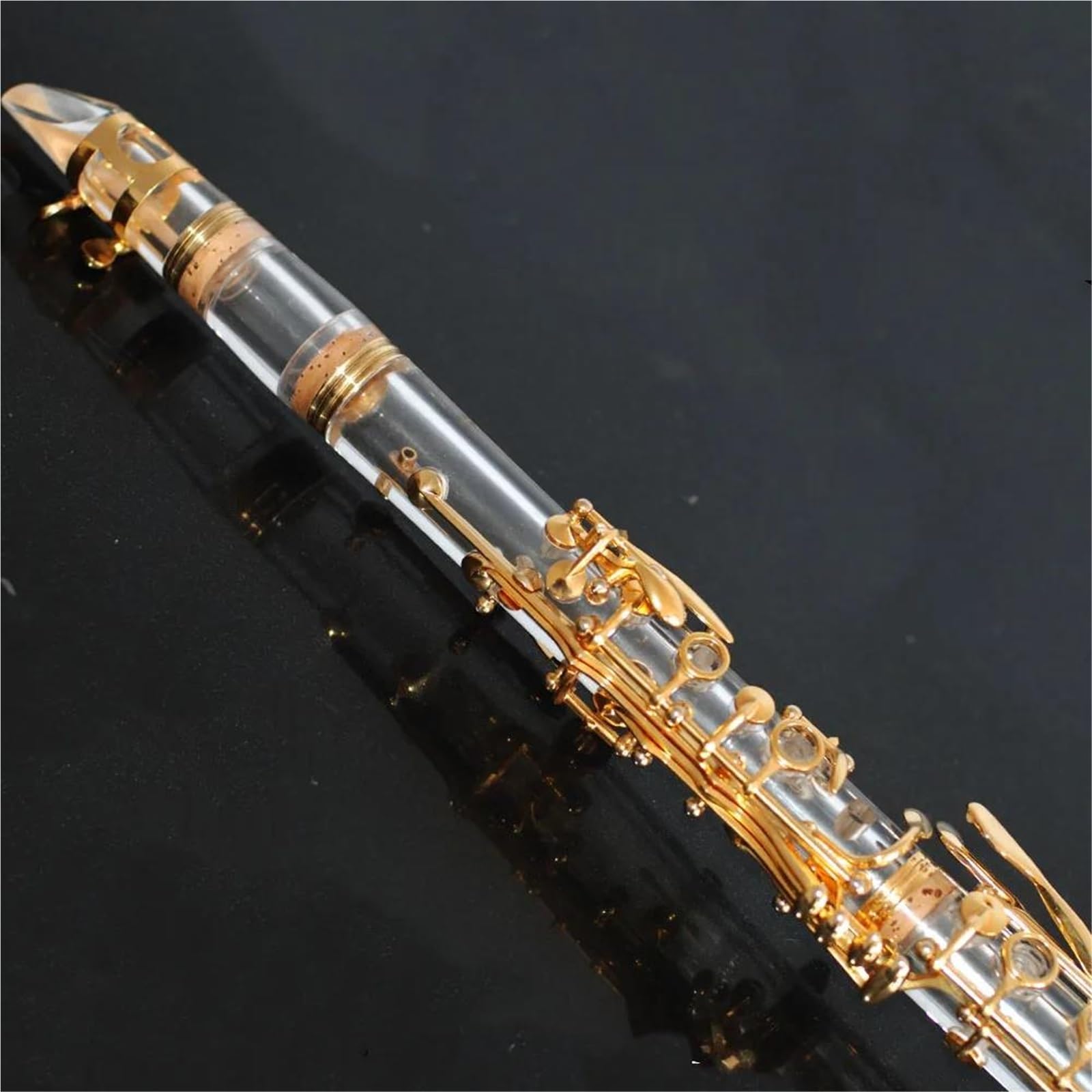 Clarinetto Clarinetto acrilico trasparente 17 tasti Sib placcato oro/strumenti a fiato per performance sul palco