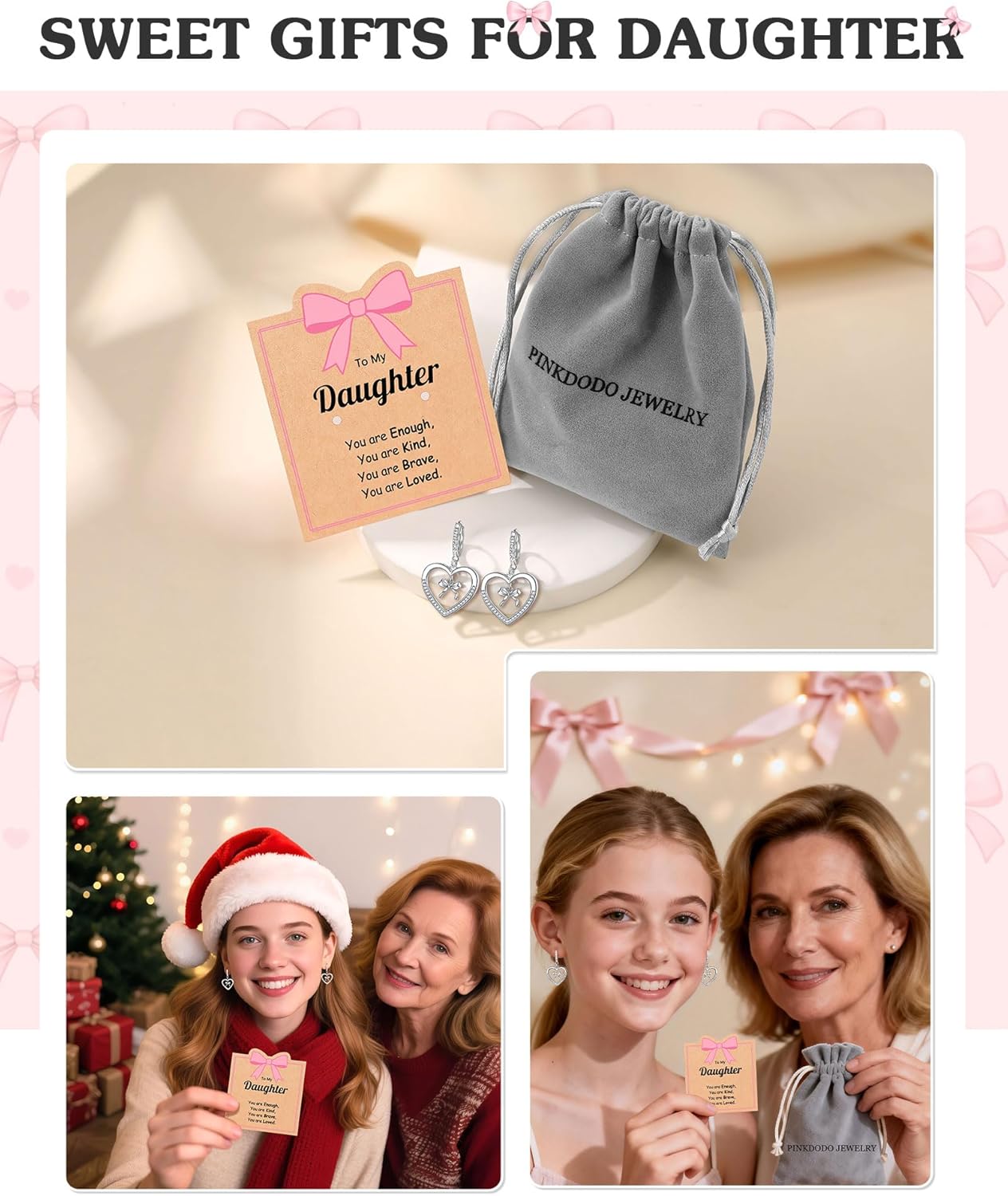 PINKDODO Bow Earrings Daughter Gifts from Mom Dad - Image 6