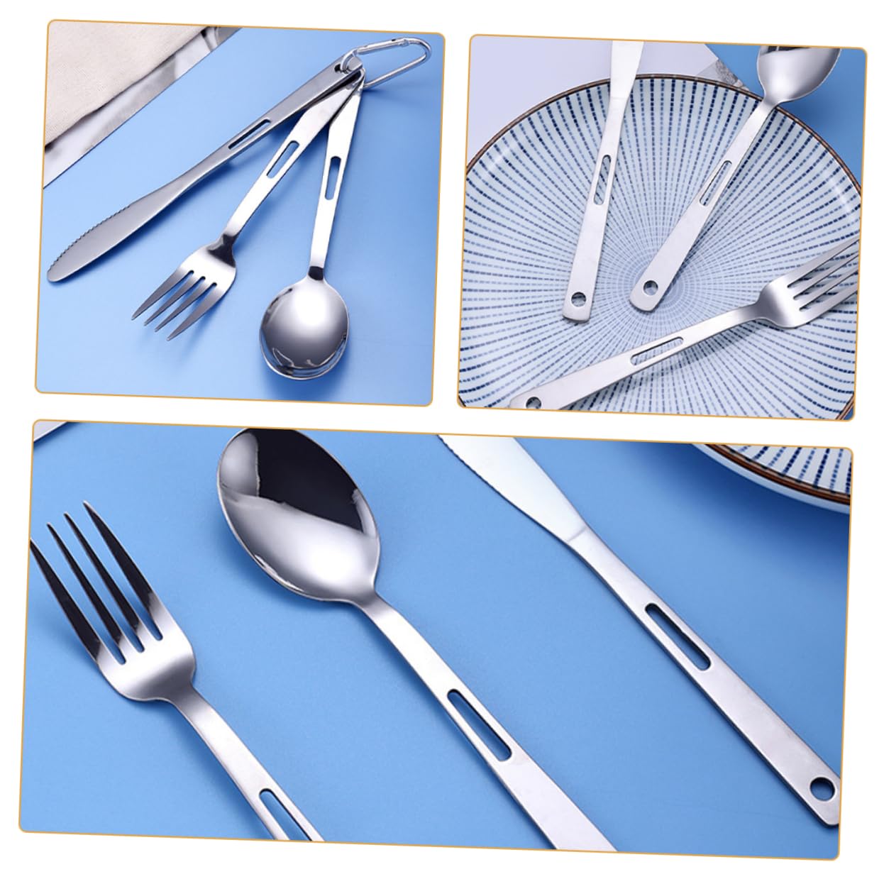 TOYANDONA Posate Da Campeggio Posate in Acciaio Inox Portatili Forchetta Cucchiaio Stoviglie Da Esterno Adatte Per Picnic Barbecue Escursioni Campeggio Superficie Liscia Facile Da Pulire Des