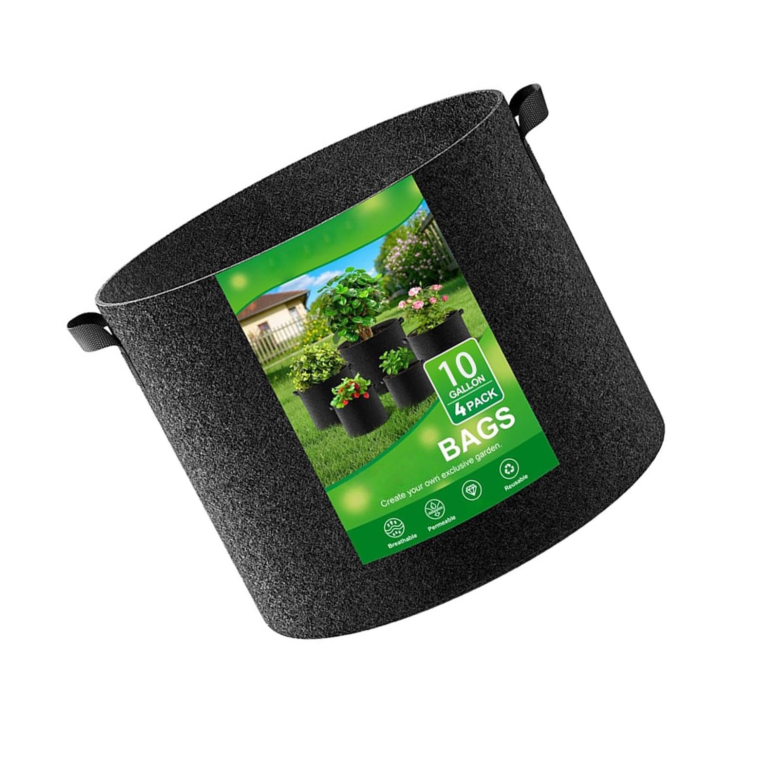 Hsioluted Nonwoven Plant Containers 4Pcs Set Reinforced Grow Bags Enhancing Aeration Pots Suitable for Organic Gardening Vegetable Plant Growing Bags