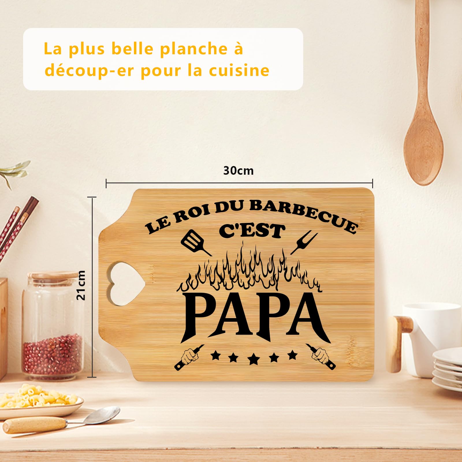 Planche à découper en bambou Cadeau pour Papa Fête des Pères Noël