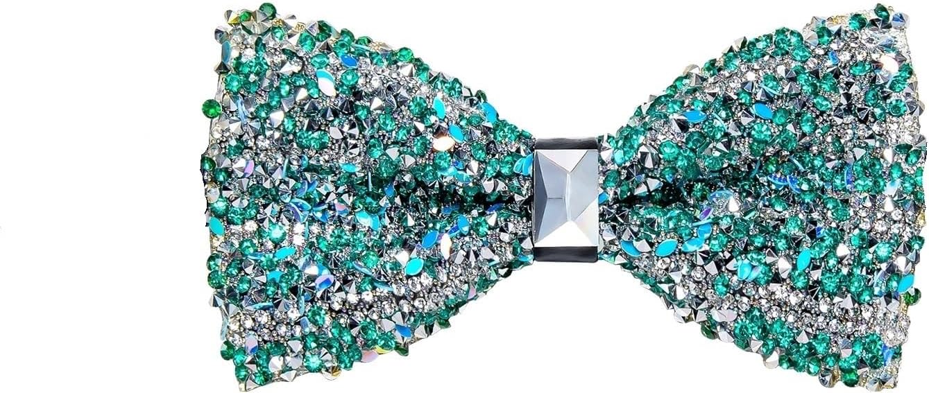 Pre Tied Sequin Bowties Rhinestone Diamond Bow Ties with Adjustable Length Shinny Tie for