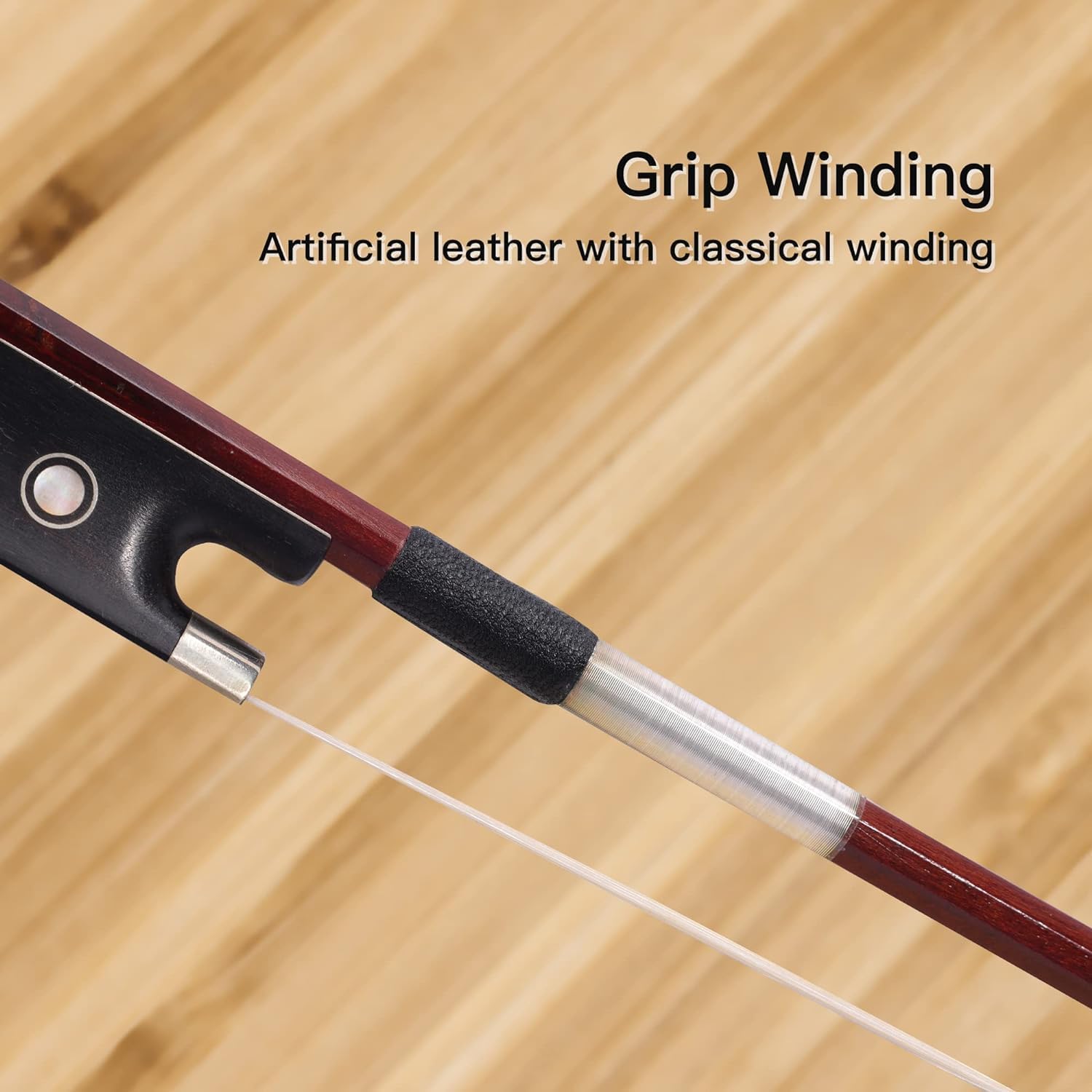 ADM 3/4 Size Student Cello Bow, Well Balanced Handmade Brazilwood Classic Cellos Bow Light Weight with Horsehair, Ebony Frog for Beginners