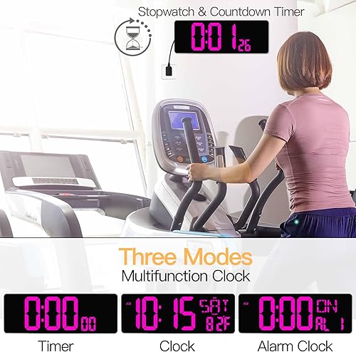 Miniatura 10 de XREXS Reloj de pared digital grande con control remoto, pantalla LED de 16.5 pulgadas, temporizador de cuenta hacia arriba y hacia abajo, reloj