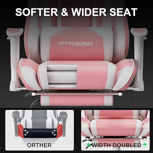 Miniatura 8 de GTRACING Silla de juegos con reposapiés, silla de computadora de respaldo alto, silla ergonómica de escritorio para juegos, mecedora giratoria