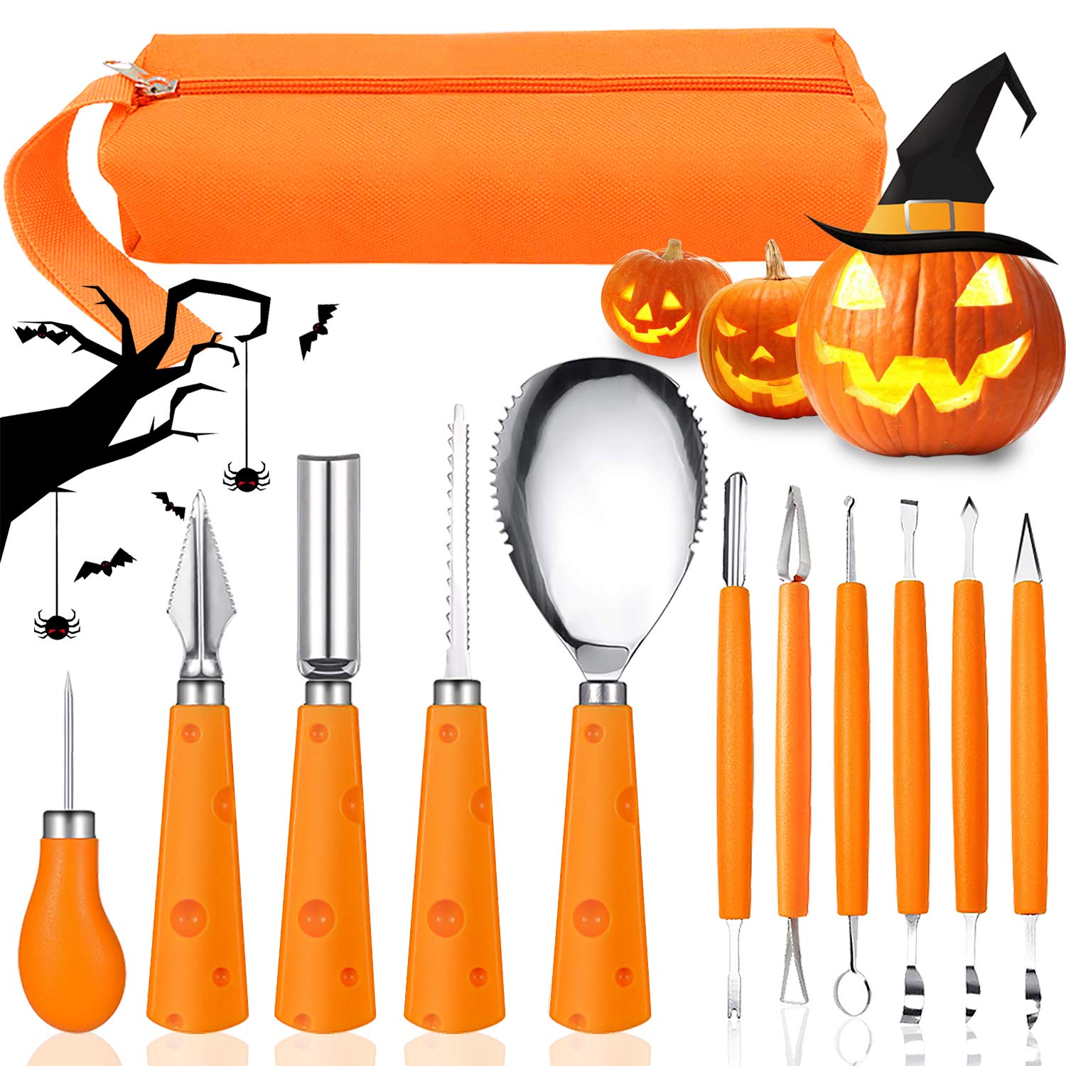 Buy Halloween Pumpkin Carving Kit, FEOAMO 11 Pieces Professional Heavy