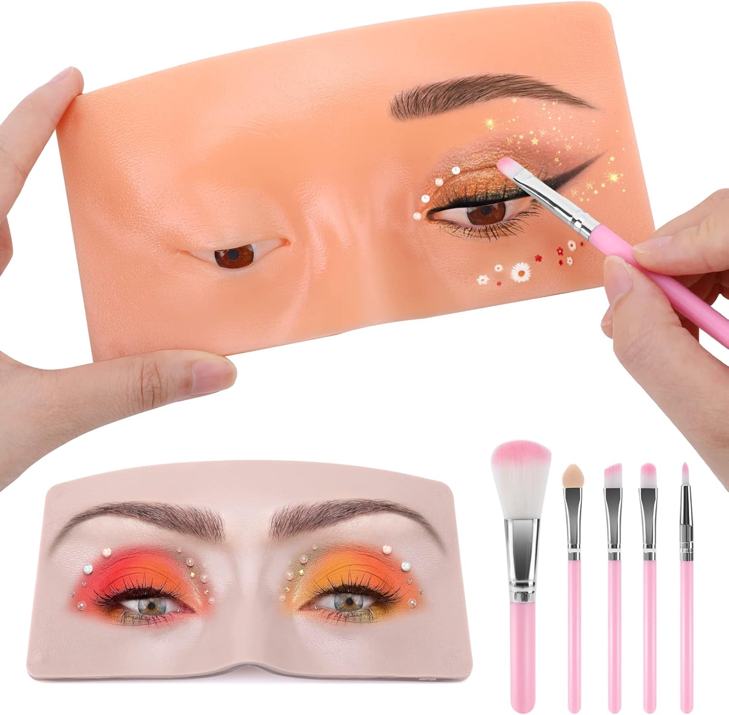 icyant Makeup Practice Board, 2 PCS Realistic Eye Makeup Practice Face