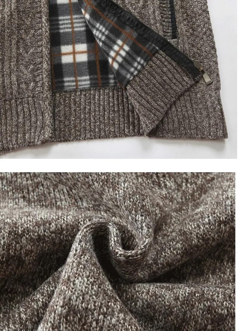 Suéter de punto casual con cuello alto para hombre, cárdigan de otoño e invierno, a rayas, abrigo delgado