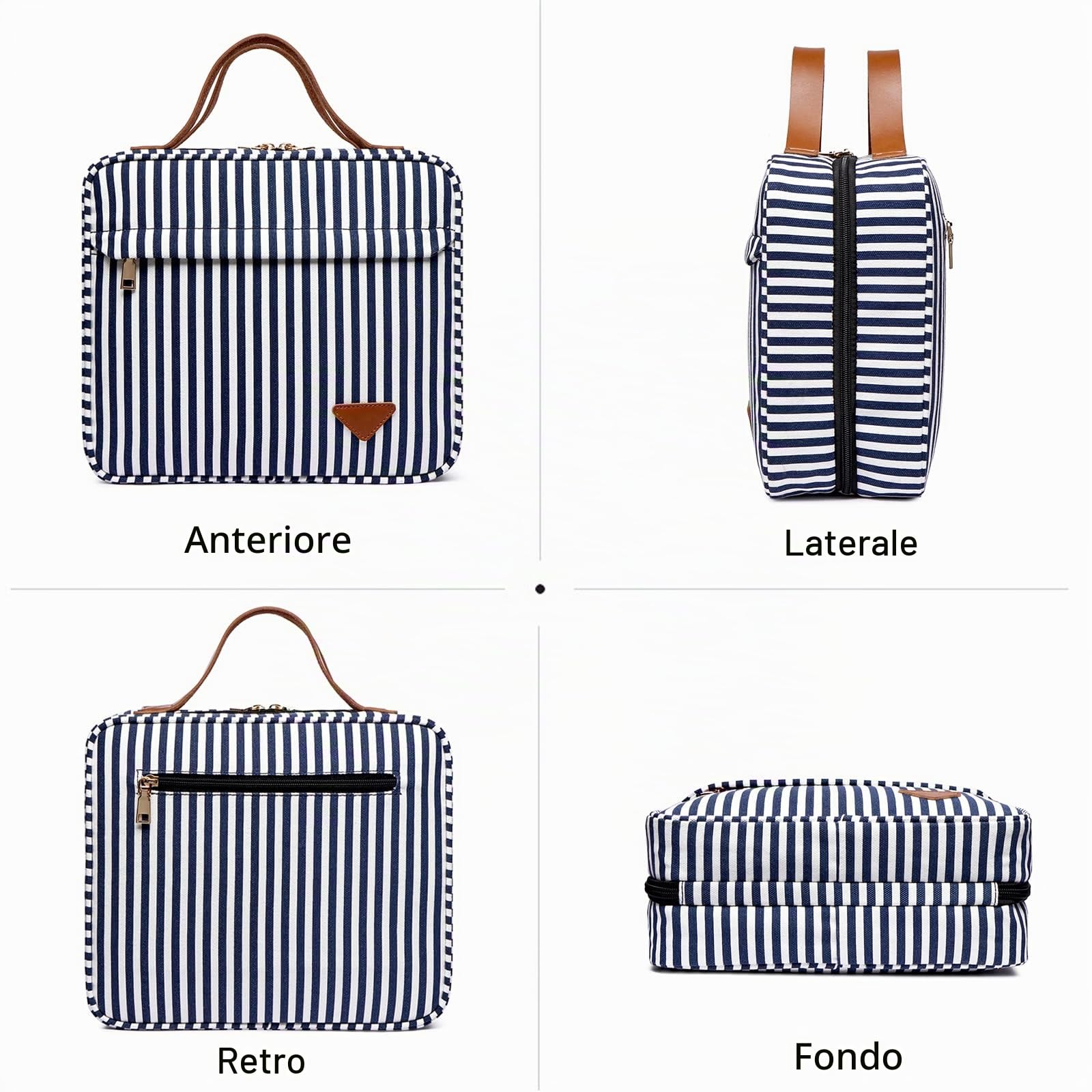 FANDARE Borsa da toilette da viaggio Borsa Cosmetica Beauty Case da Viaggio Donna Uomo Borsa da viaggio Tela Borse Bagno Cosmetici Organizzatore Beauty Astuccio con Multi Scomparti Marrone