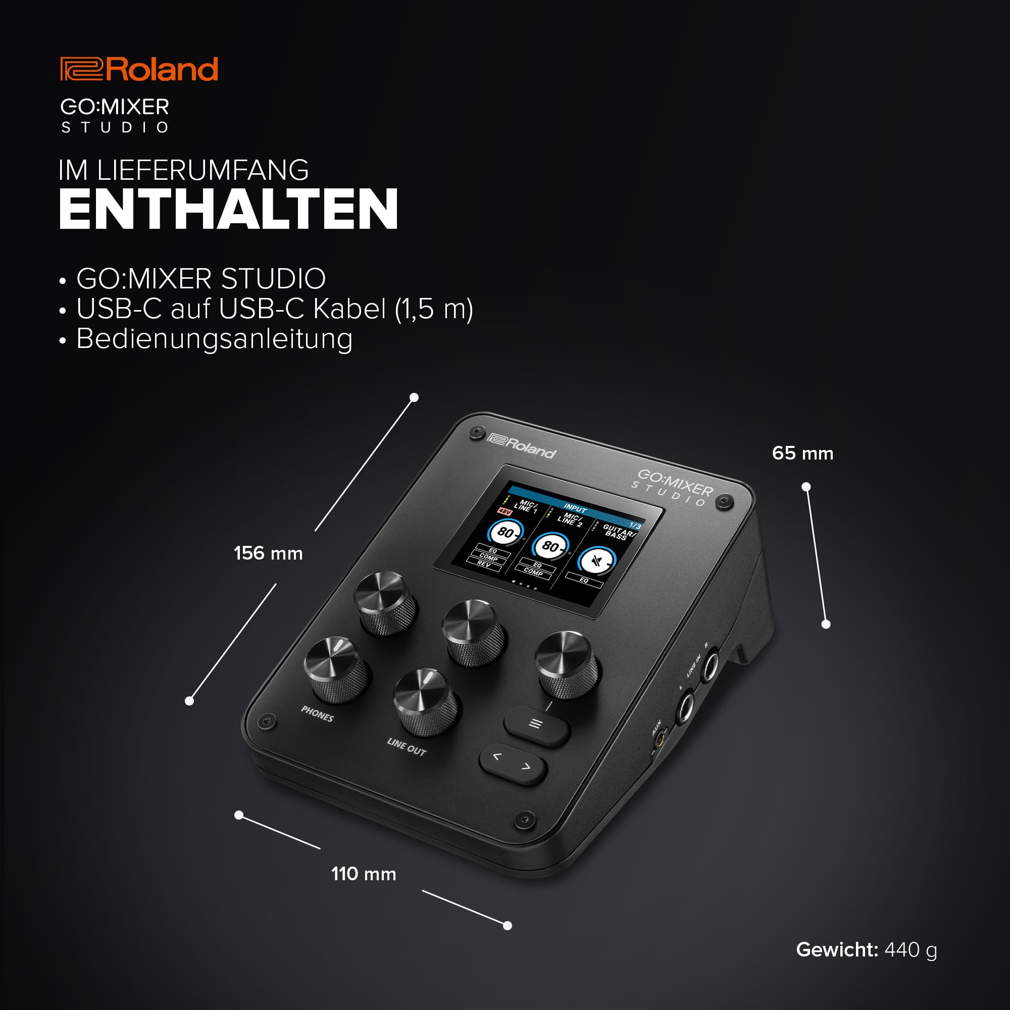 Roland GO:MIXER STUDIO | Tragbarer Mehrkanal-Mixer und Audio-Interface | Perfekt für Content-Produzenten und Musiker | Sound in Studioqualität | Integrierte Effekte | Erweiterte I/O-Funktionen