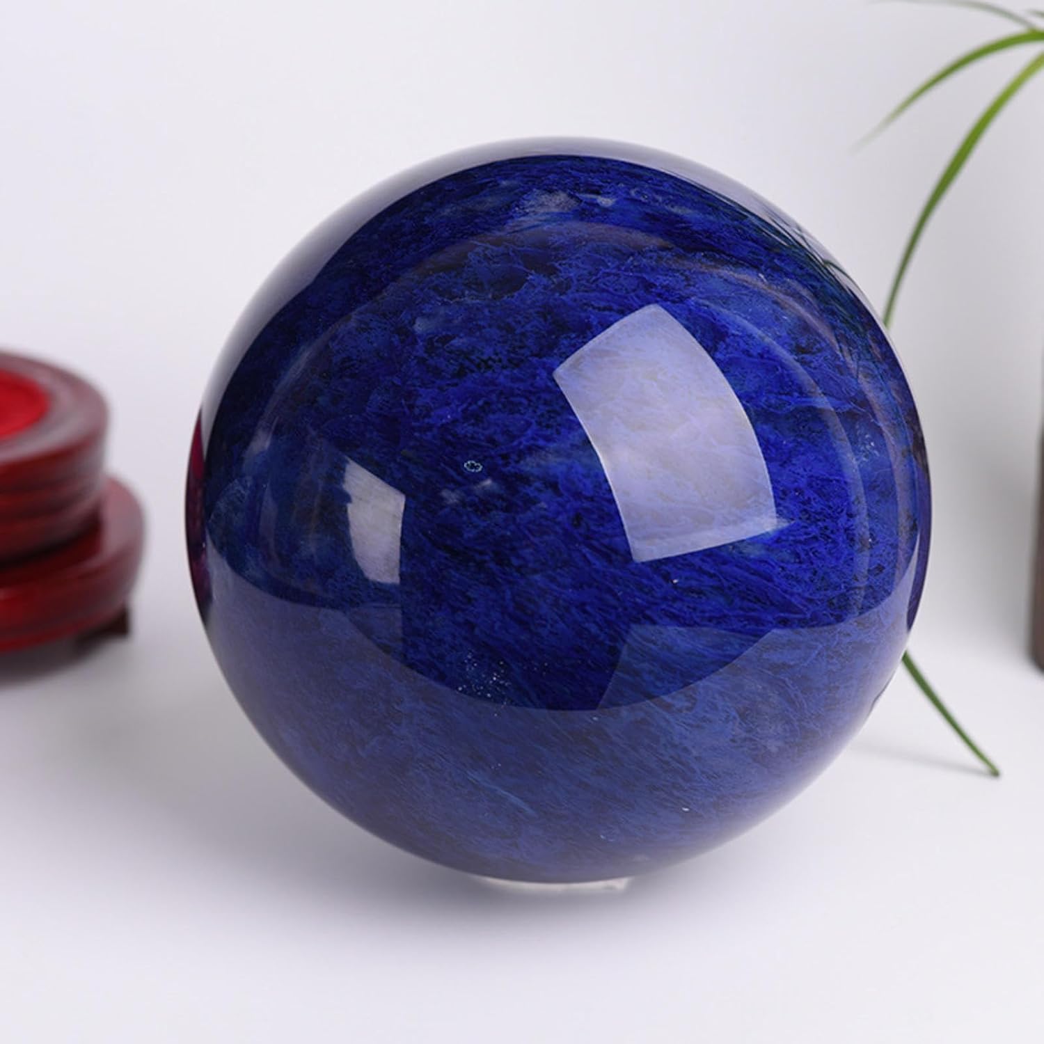 Crystal Ball, 1 Set Crystal Ball Decorative Ball with Gift Box and Crystal Stand for Photography Office Decoration, Dark Blue,19cm