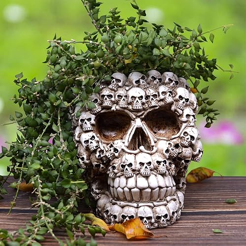 Macetero de calavera para decoraciones de Halloween, jarrón de Halloween, jarrón de calavera con drenaje, macetas para decoración gótica del hogar,
