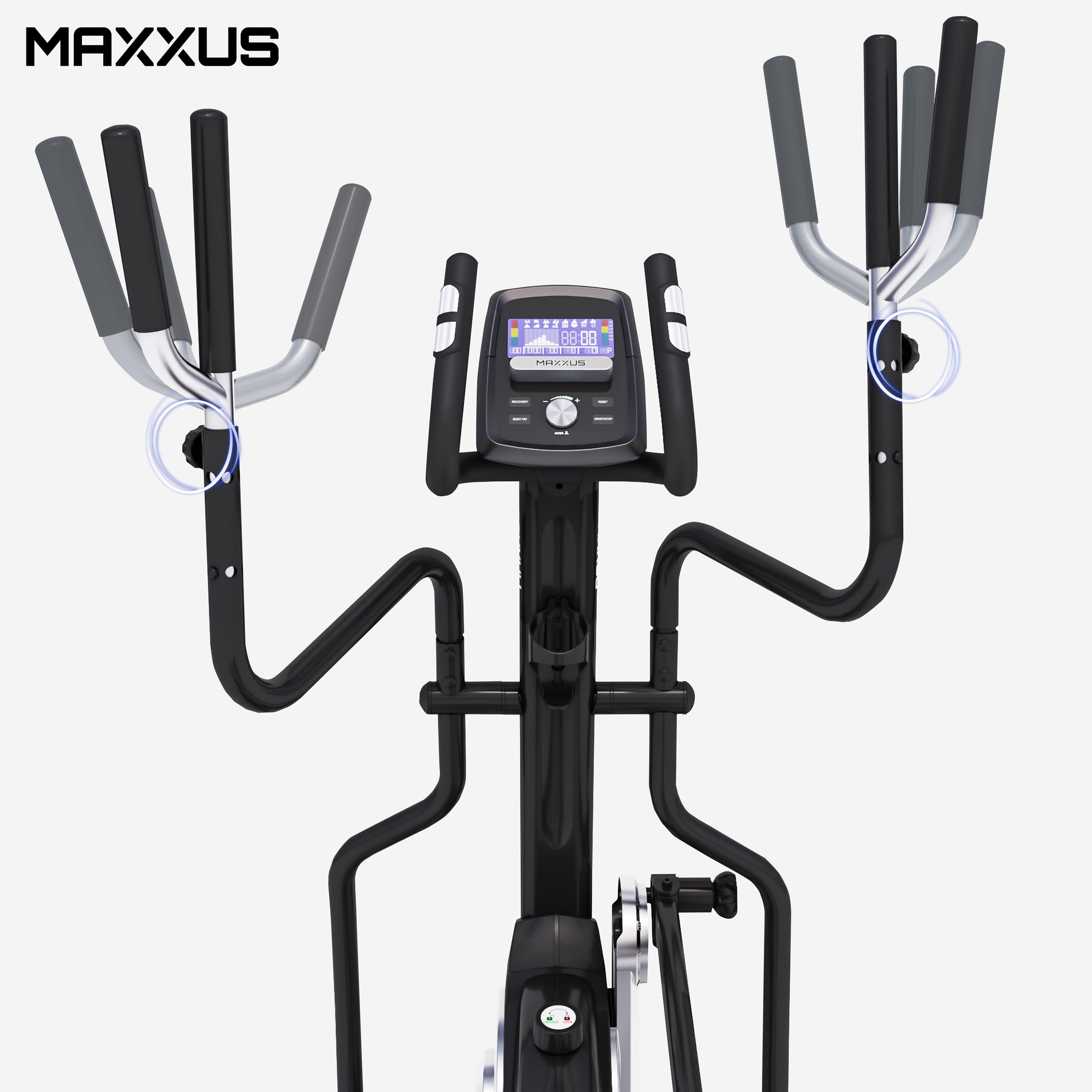 MAXXUS Crosstrainer für Zuhause – CX-Serie Ellipsentrainer mit 51–58 cm Schrittlänge, 24–29 kg Schwungmasse, App-Steuerung, 16 Widerstandsstufen & Magnetbremse
