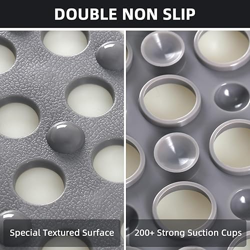 Miniatura 2 de Alfombrilla de ducha antideslizante 35.4 x 23.6 pulgadas, alfombrillas de ducha grandes de PVC para ducha interior - Limpiador de pies de ducha de