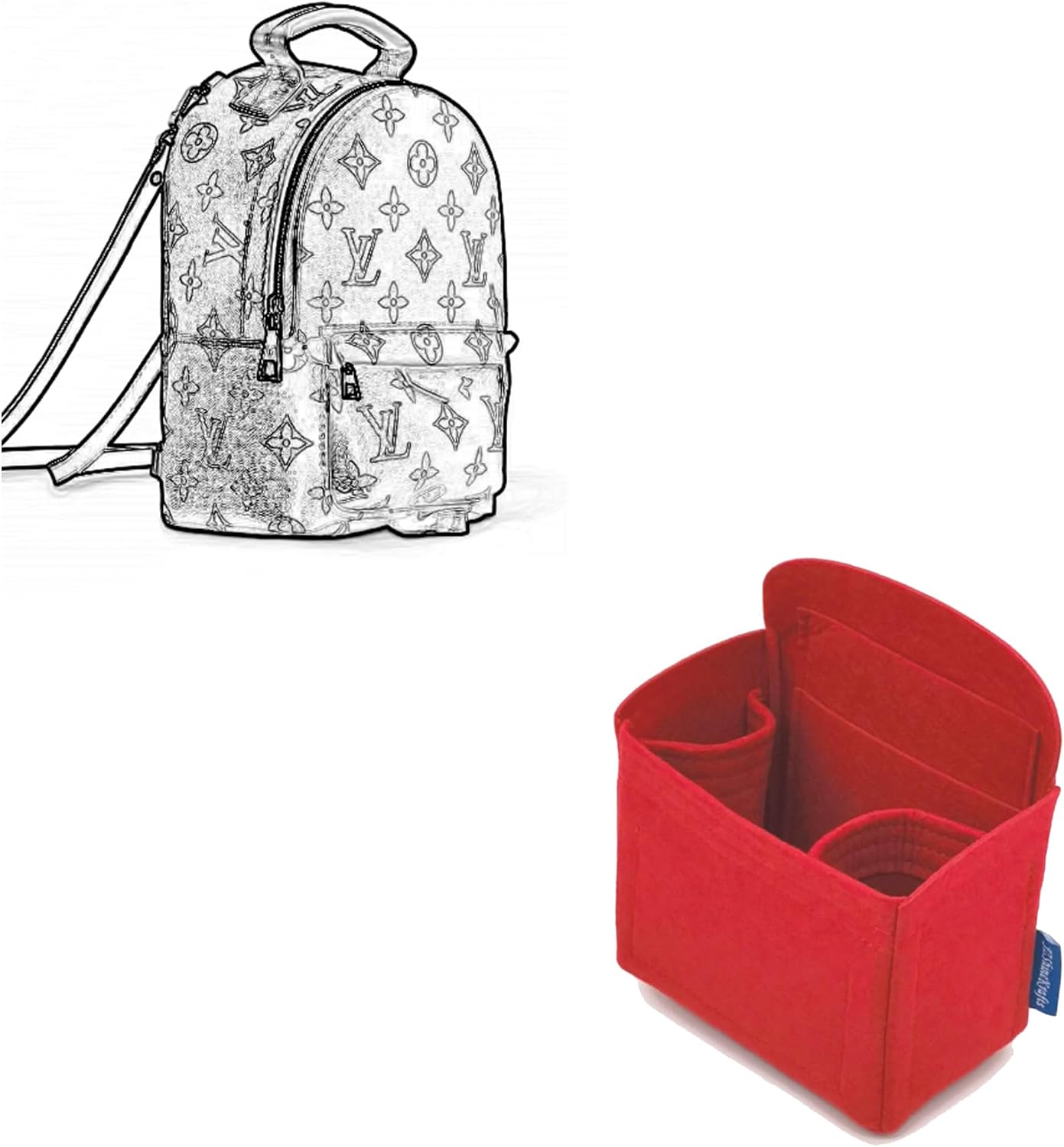 For Palm Springs Backpack Organizer, Palm Springs Backpack Insert,Palm Springs Backpack insert organizer(Red-Mini)