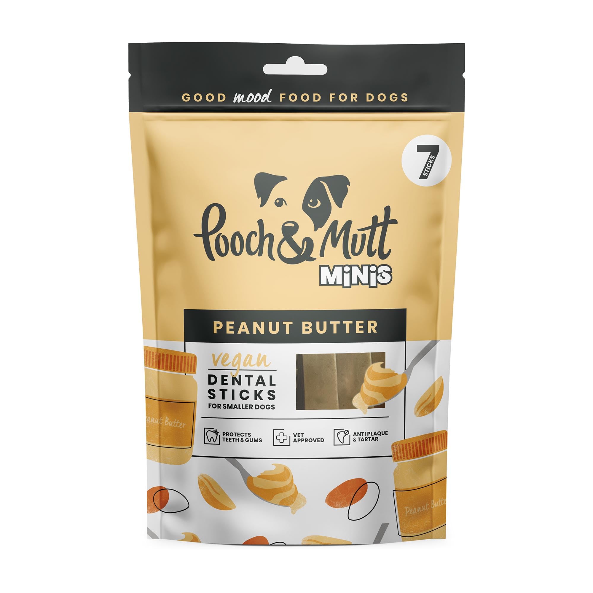 Pooch & Mutt - Training Dog Small Dental Sticks, Peanut Butter Flavour Dog Dental Chew, 1 pack of 7 sticks